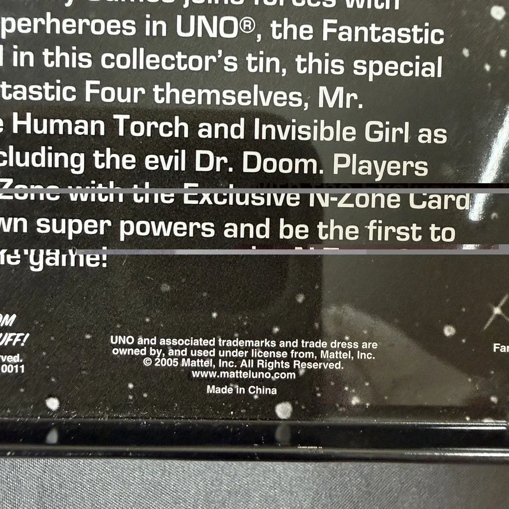 Uno Marvel Fantastic Four Special Edition Card Game 2005‎ with Collector Tin